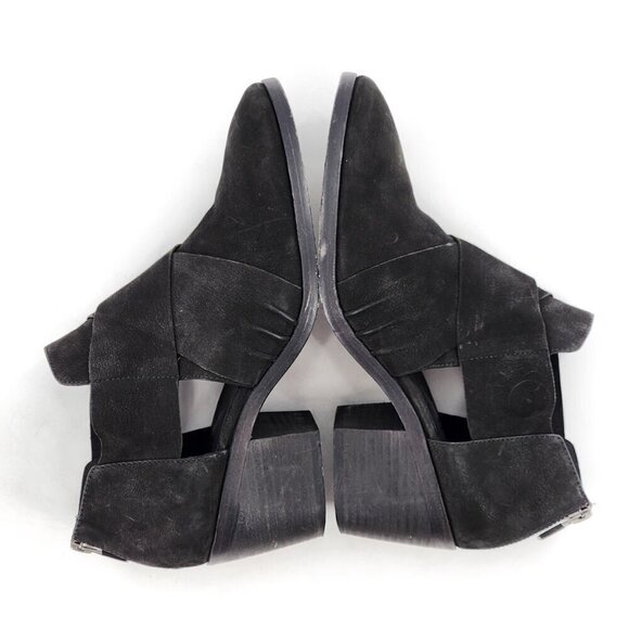 EILEEN FISHER Walt Cross Strap Bootie Black Nubuck Leather Zip - Picture 8 of 11